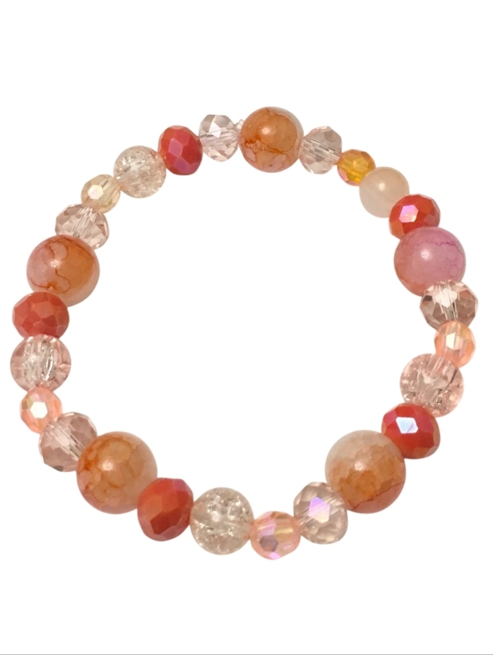 Peach Beaded Stretch Bracelet 1 🍑